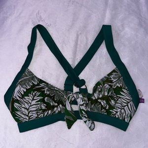 Green leaf print bikini top